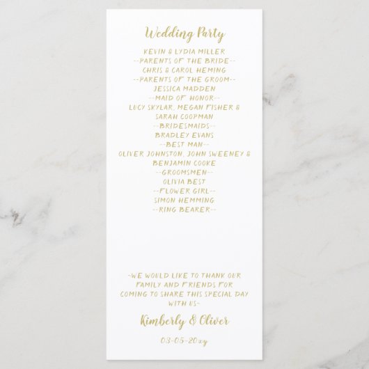 Marsala blush en gouden bruiloft programma's (Achterkant)