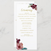 Marsala blush en gouden bruiloft programma's (Voorkant / Achterkant)