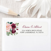 Marsala Blush Pink Botanical Flowers Etiket (Insitu)