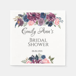 Marsala Blush Pink Navy Peonies Vrijgezellenfeest Servet