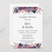 Marsala Blush Pink Navy Peony Couples Shower Kaart (Voorkant / Achterkant)