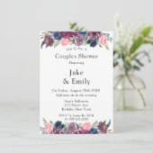 Marsala Blush Pink Navy Peony Couples Shower Kaart (Staand voorkant)