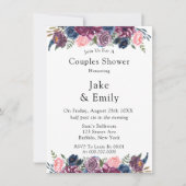 Marsala Blush Pink Navy Peony Couples Shower Kaart (Voorkant)