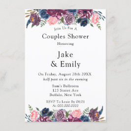 Marsala Blush Pink Navy Peony Couples Shower Kaart