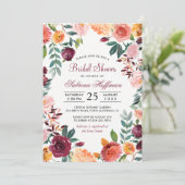 Marsala Blush Pink Waterverf Bloed Vrijgezellenfee Kaart (Staand voorkant)