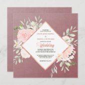 Marsala Blush Roos Floral Lijst Weddenschap Kaart (Voorkant / Achterkant)