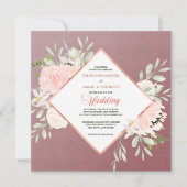 Marsala Blush Roos Floral Lijst Weddenschap Kaart (Voorkant)