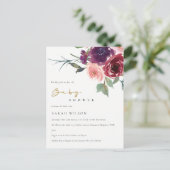 MARSALA BLUSH ROOS WATERVERF FLORAL BABY SHOWER UITNODIGING BRIEFKAART (Staand voorkant)