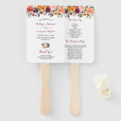 Marsala Blush Roze Bloemen Trouwprogramma Hand Fan Handwaaier (Voorkant en achterkant)