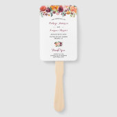 Marsala Blush Roze Bloemen Trouwprogramma Hand Fan Handwaaier (Voorkant)