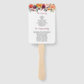 Marsala Blush Roze Bloemen Trouwprogramma Hand Fan Handwaaier (Achterkant)