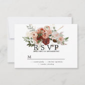 Marsala Blush Terracotta Floral Wedding RSVP Card (Voorkant)