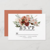 Marsala Blush Terracotta Floral Wedding RSVP Card (Voorkant / Achterkant)