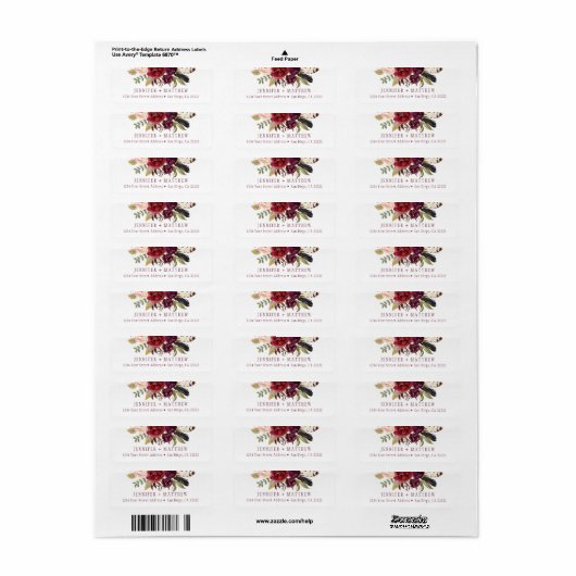 Marsala Boho Bloemengroen Retouradres | Etiket (Full Sheet)