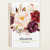 Marsala Boho Gold Boeket Jaarlijks Maandelijks Wek Planner (Voorkant)