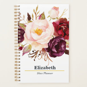 Marsala Boho Gold Boeket Jaarlijks Maandelijks Wek Planner