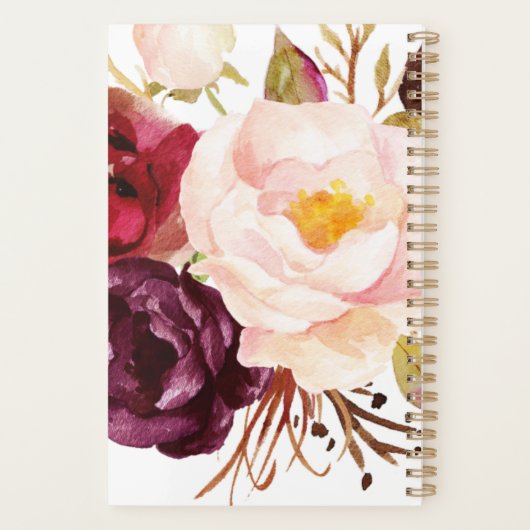 Marsala Boho Gold Boeket Jaarlijks Maandelijks Wek Planner (Achterkant)