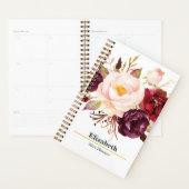 Marsala Boho Gold Boeket Jaarlijks Maandelijks Wek Planner (Display)