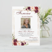 Marsala Boho Gold Memorial Service Kaart (Staand voorkant)