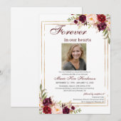 Marsala Boho Gold Memorial Service Kaart (Voorkant / Achterkant)