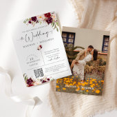 Marsala Boho Wedding Modern Minimum QR Code Foto Kaart