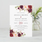 Marsala bordeaux bloem kaart (Staand voorkant)