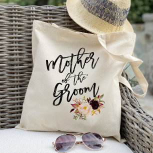 Marsala bordeaux bloemige moeder van de bruidegom tote bag