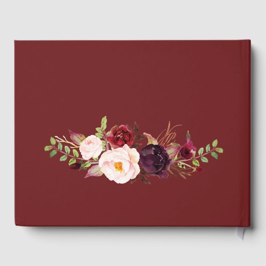 Marsala bordeaux bloemrijke herfst bruiloft gasten gastenboek (Achterkant)