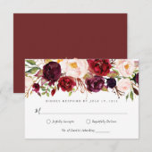 Marsala bordeaux bloemrijke RSVP V3 Kaart (Voorkant / Achterkant)