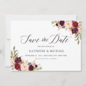 Marsala Bordeaux Save the Date Kaart (Voorkant)