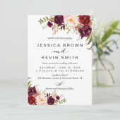 Marsala bordeauxrood bloem kaart (Staand voorkant)