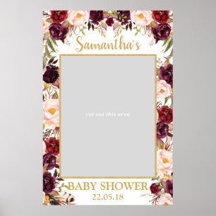 Marsala bordeauxroze baby shower foto rekwisiet poster