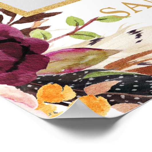 Marsala bordeauxroze bloem bruiloft foto prop poster (Hoek)