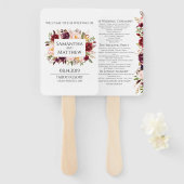 Marsala Borded Wedding Program Handwaaier (Voorkant en achterkant)