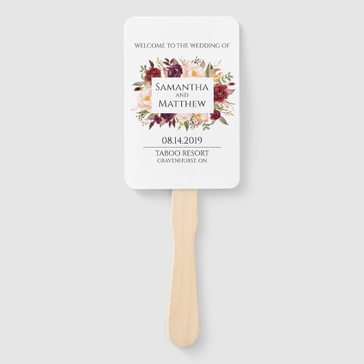 Marsala Borded Wedding Program Handwaaier (Voorkant)