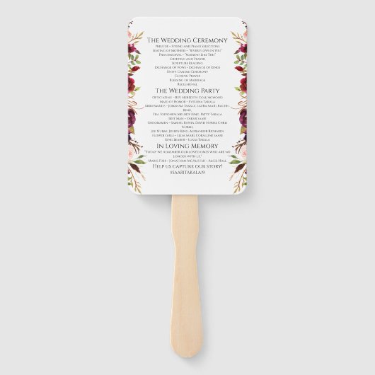 Marsala Borded Wedding Program Handwaaier (Achterkant)