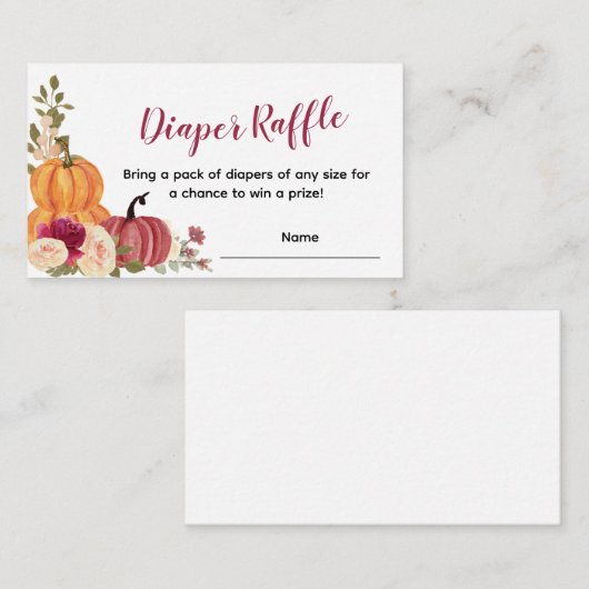 Marsala Bourgogne Bloemen Baby shower Luier Raffle Informatiekaartje (Voorkant / Achterkant)