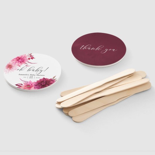 Marsala - Bourgogne en Blush Autumn Baby shower Handwaaier (Niet-gemonteerd)