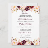 Marsala Bourgogne Rode Waterverf Bloemenbruiloft Kaart (Voorkant)