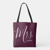 Marsala Bourgogne Typografie Personalised Mrs. Tote Bag (Achterkant)