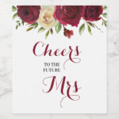 Marsala Bourgondië Bloemen Vrijgezellenfeest Bache Wijn Etiket (Enkel label)