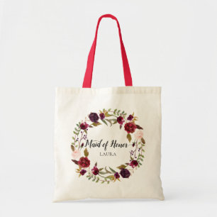 Marsala Bourgondië Bloemenkrans Maid of Honor Tas