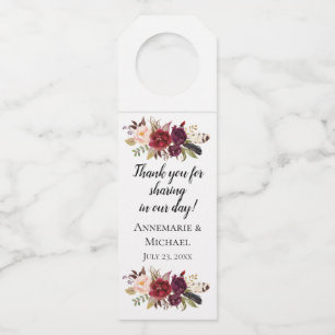 Marsala Bourgondië Boho Waterverf Bloemen Flessenhanger