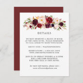 Marsala Bourgondië Floral bruiloft Details Kaarten (Voorkant / Achterkant)