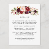 Marsala Bourgondië Floral bruiloft Details Kaarten (Voorkant)