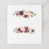 Marsala Bourgondië Floral bruiloft gevouwen plaats Plaatskaartje (Buitenkant ongevouwen)