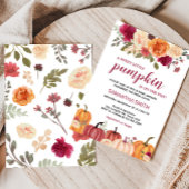 Marsala Bourgondië Floral Pumpkin Baby shower Kaart