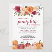 Marsala Bourgondië Floral Pumpkin Baby shower Kaart (Voorkant)