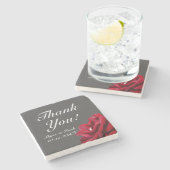 Marsala Bourgondië Rode Bloemen Huwelijk Dank u Stenen Onderzetter (Zijkant)