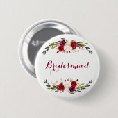 Marsala Bourgondië Rood Roze Bloemen Bruidsmeisje Ronde Button 5,7 Cm (Voorkant /achterkant)